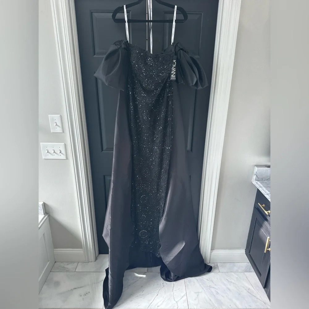 JOVANI 42137 beaded black formal dress strapless gown GORGEOUS NEW NWT - Picture 8 of 12